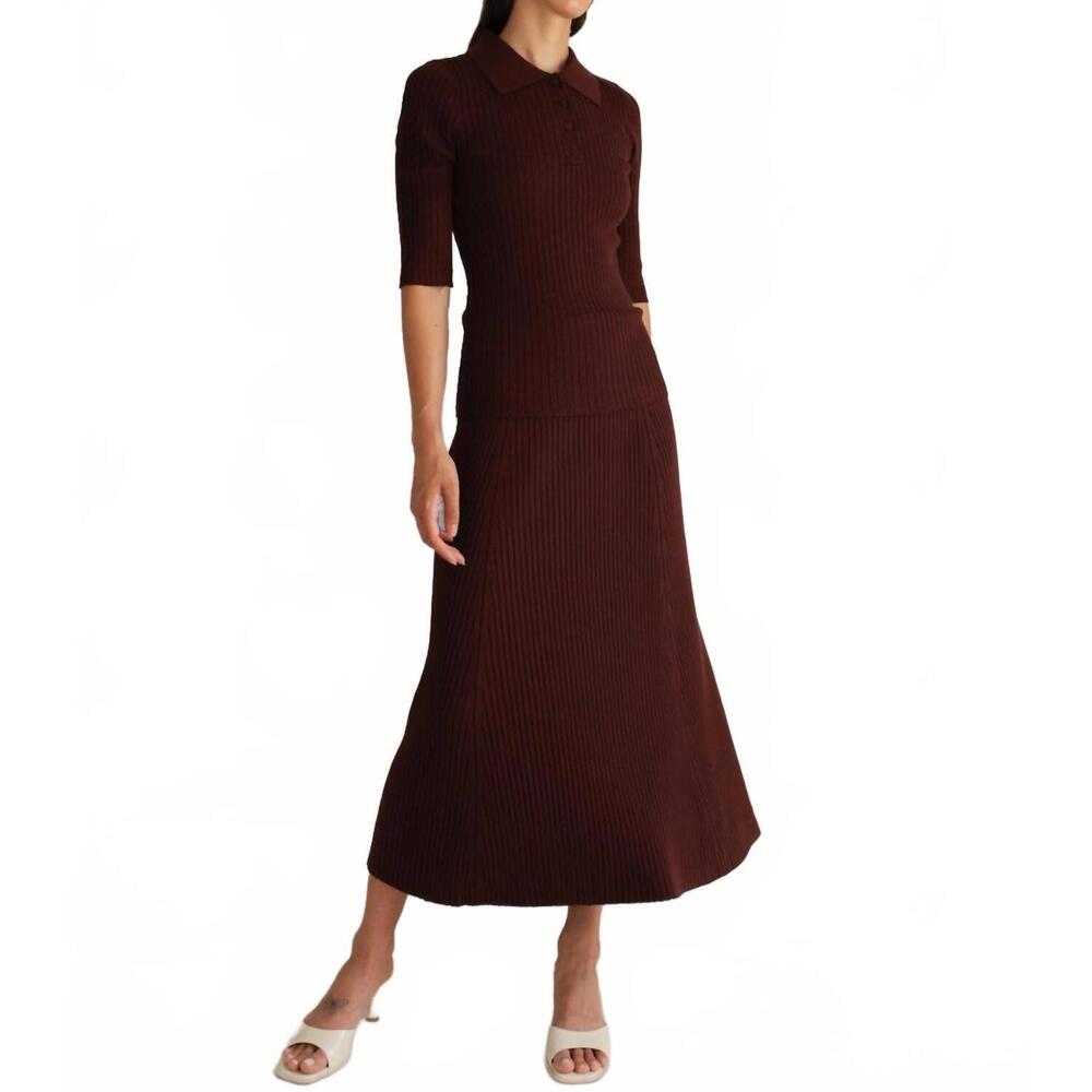 NEW PAPER LABEL leona rib polo shirt in truffle